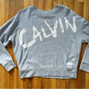Calvin Klein Performance Brushed-Logo Sweatshirt Ladies Size Small Gray